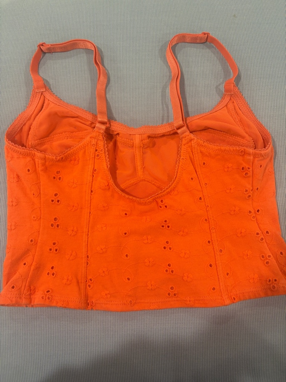Intimately free people Bright Orange Eyelet Cropped Cami Top XS - Picture 2 of 3